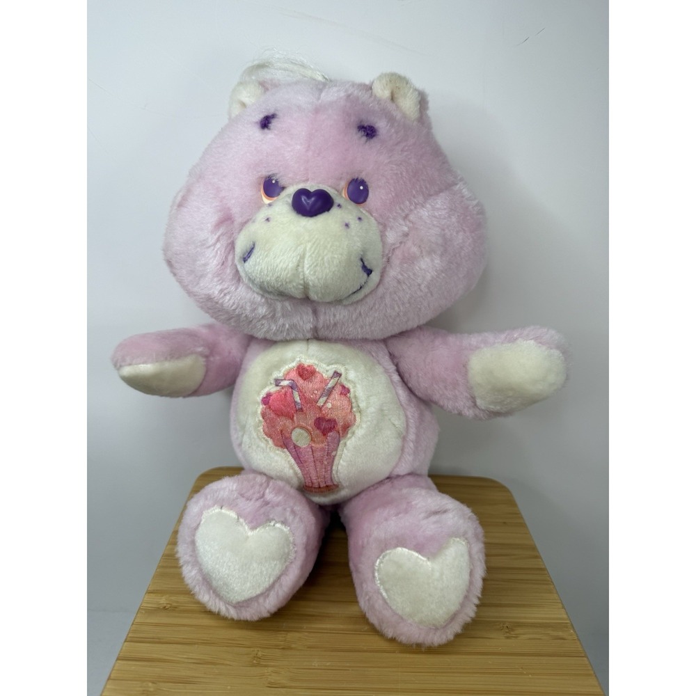 Vtg Sharebear Care Bear Stuffed Plush Milkshake Purple 13" Kenner 1985